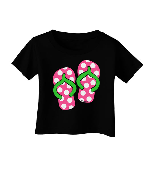 Cute Polka Dot Flip Flops - Pink and Green Infant T-Shirt Dark-Infant T-Shirt-TooLoud-Black-06-Months-Davson Sales
