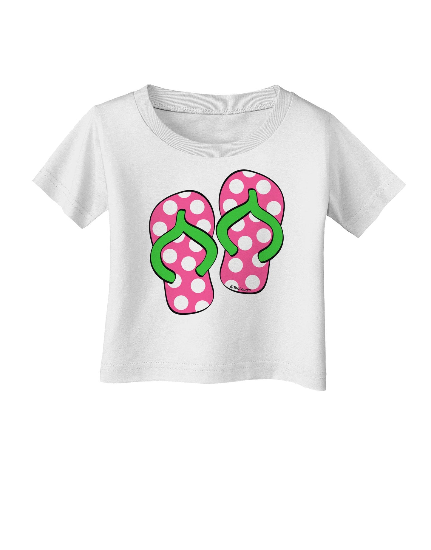 Cute Polka Dot Flip Flops - Pink and Green Infant T-Shirt-Infant T-Shirt-TooLoud-White-06-Months-Davson Sales