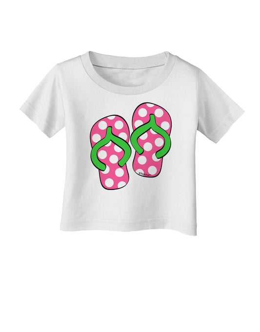 Cute Polka Dot Flip Flops - Pink and Green Infant T-Shirt-Infant T-Shirt-TooLoud-White-06-Months-Davson Sales