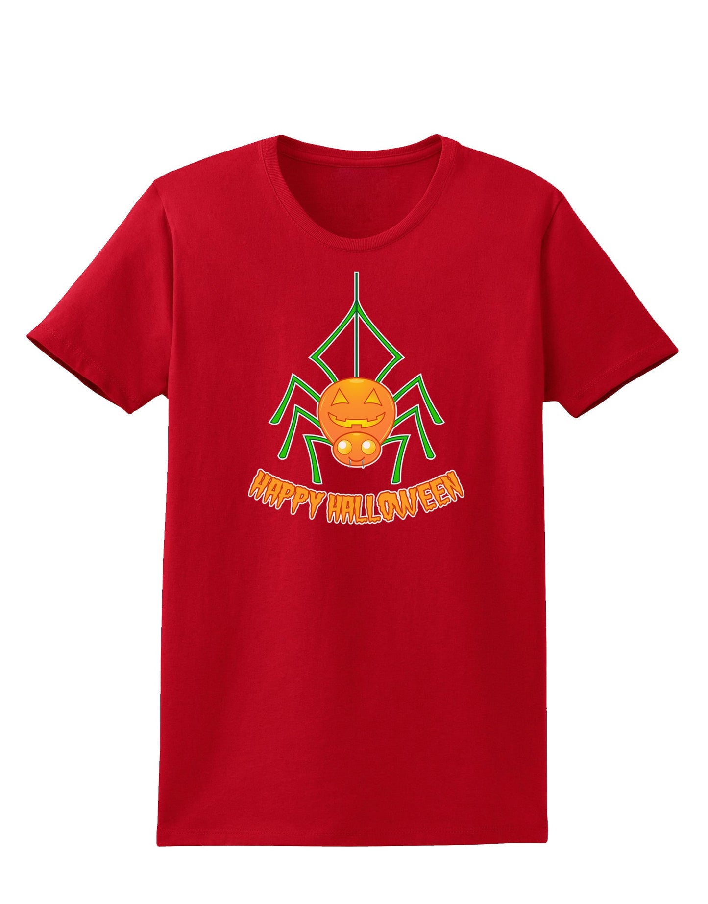 Cute Pumpkin Spider - Happy Halloween Womens Dark T-Shirt-Womens T-Shirt-TooLoud-Red-X-Small-Davson Sales