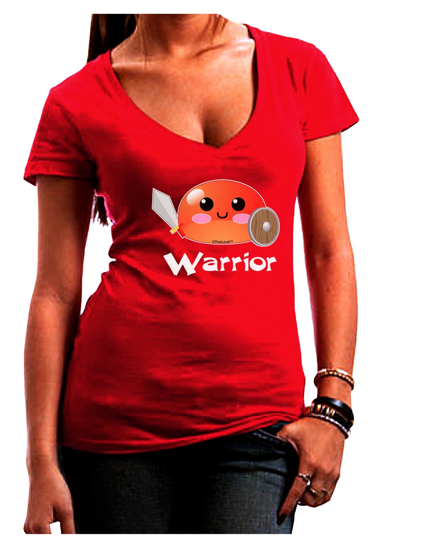 Cute RPG Slime - Warrior Juniors V-Neck Dark T-Shirt by TooLoud-Womens V-Neck T-Shirts-TooLoud-Red-Juniors Fitted Small-Davson Sales