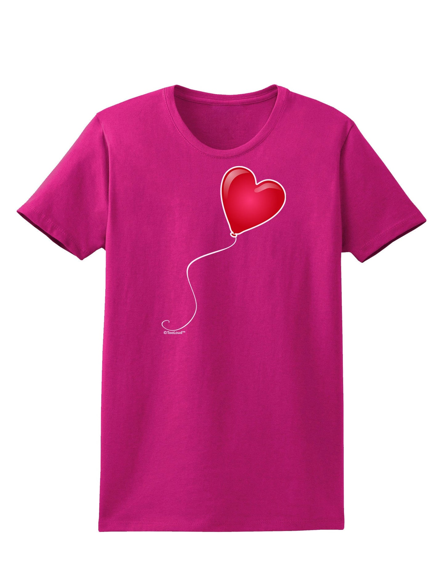 Cute Red Heart Balloon Womens Dark T-Shirt-TooLoud-Hot-Pink-Small-Davson Sales
