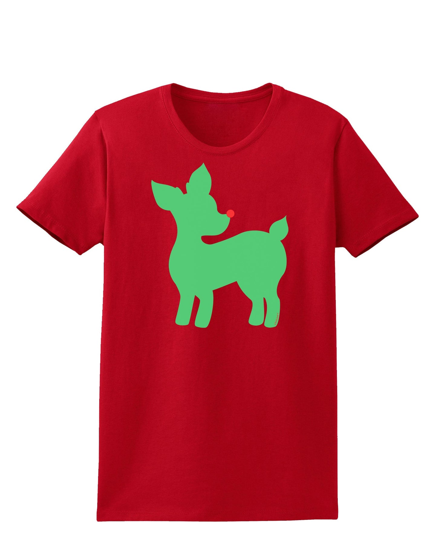 Cute Red and Green Rudolph - Christmas Womens Dark T-Shirt by TooLoud-Womens T-Shirt-TooLoud-Red-X-Small-Davson Sales