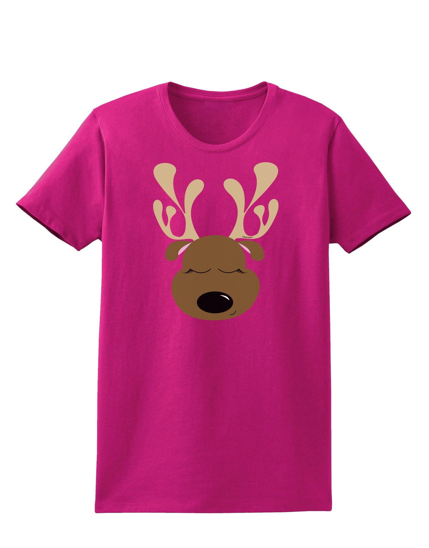 Cute Reindeer Face Christmas Womens Dark T-Shirt-TooLoud-Hot-Pink-Small-Davson Sales