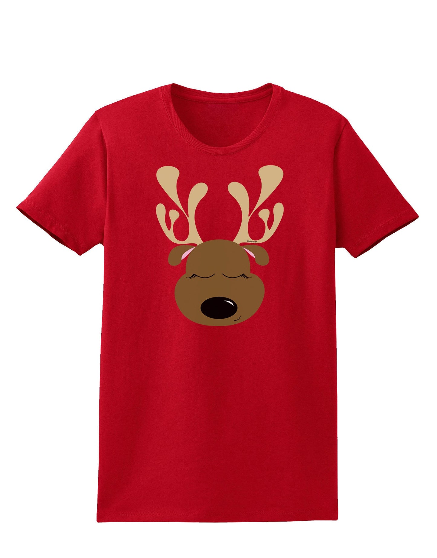 Cute Reindeer Face Christmas Womens Dark T-Shirt-TooLoud-Red-X-Small-Davson Sales