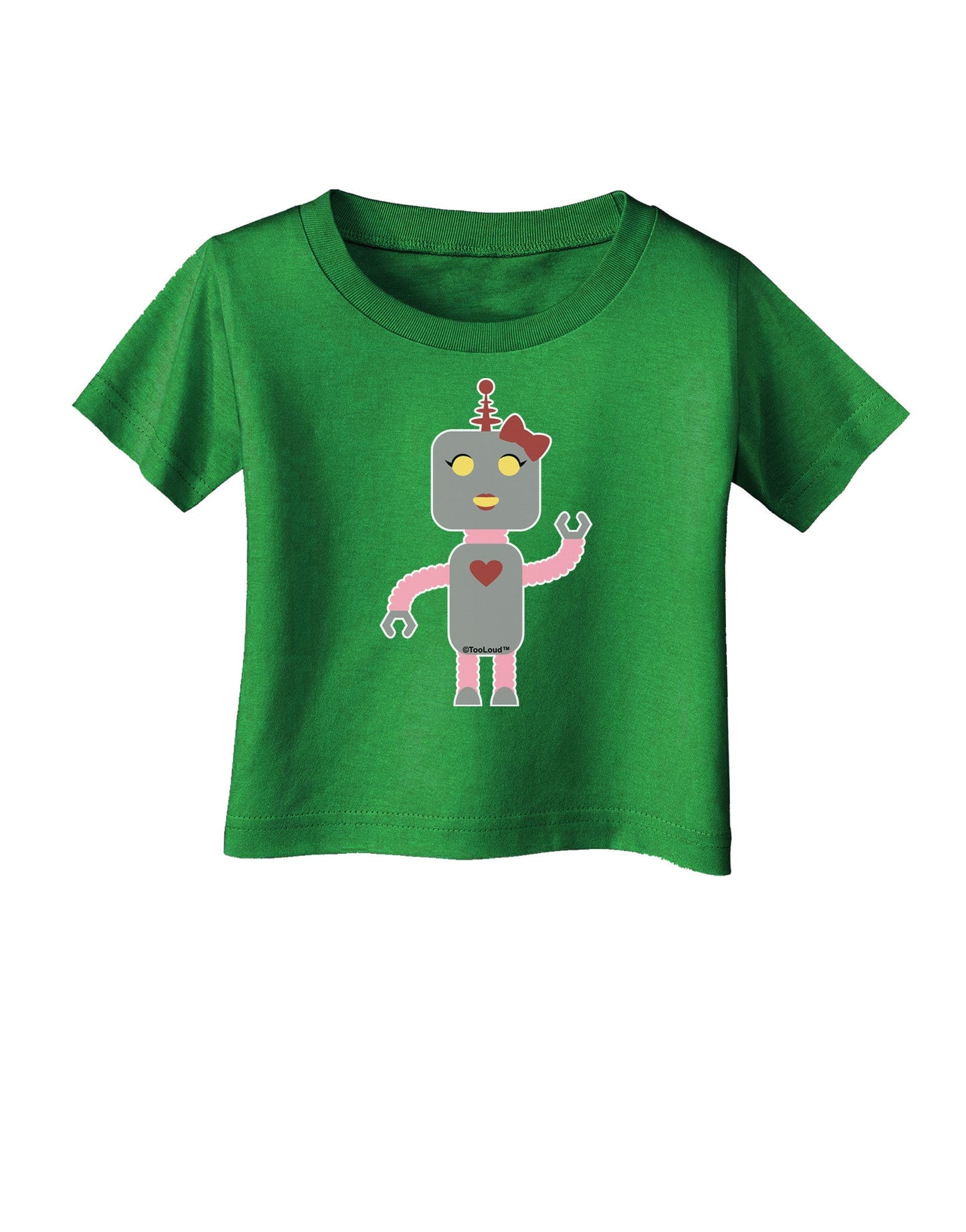 Cute Robot Female Infant T-Shirt Dark-Infant T-Shirt-TooLoud-Clover-Green-06-Months-Davson Sales
