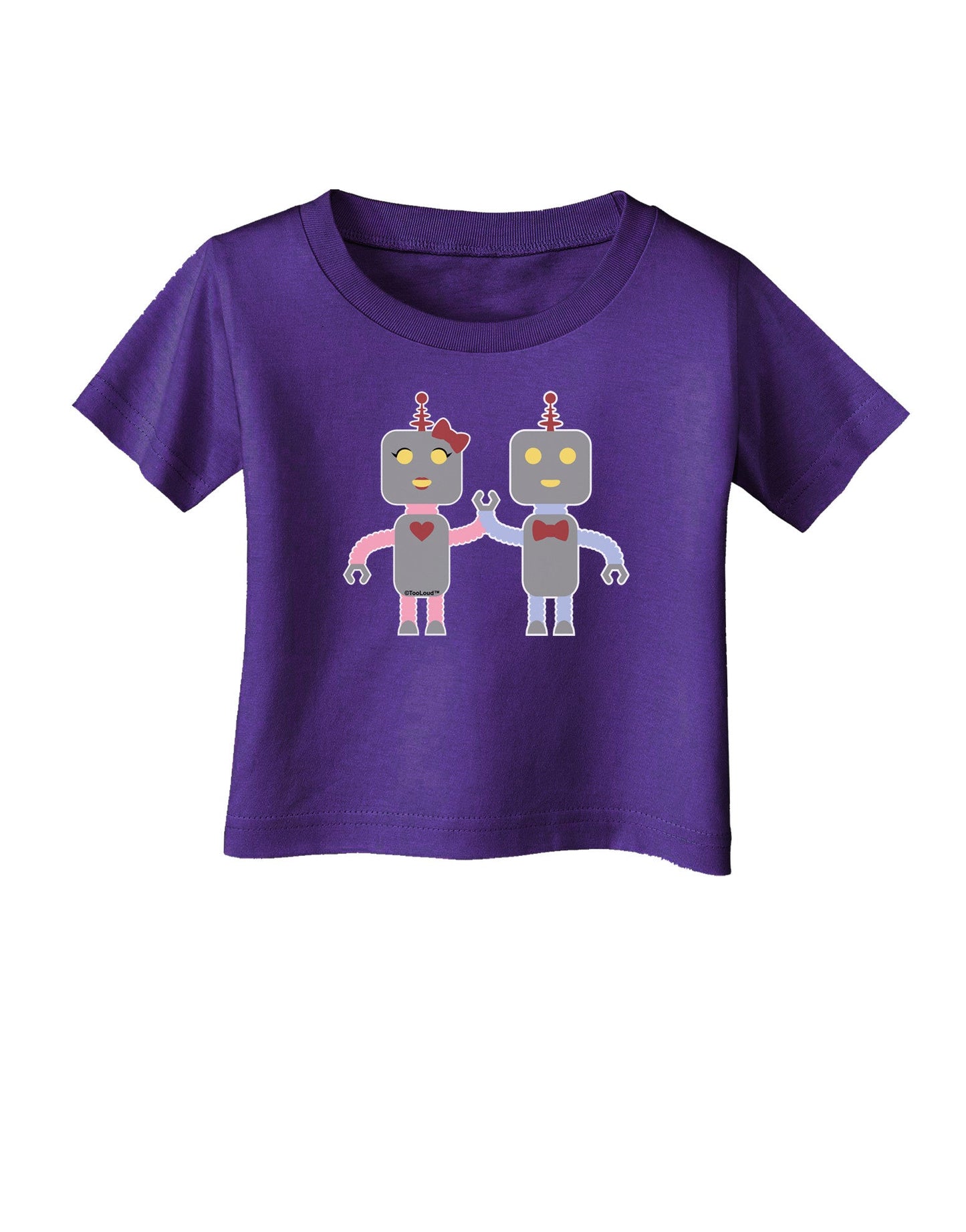 Cute Robot Love Infant T-Shirt Dark-Infant T-Shirt-TooLoud-Purple-06-Months-Davson Sales