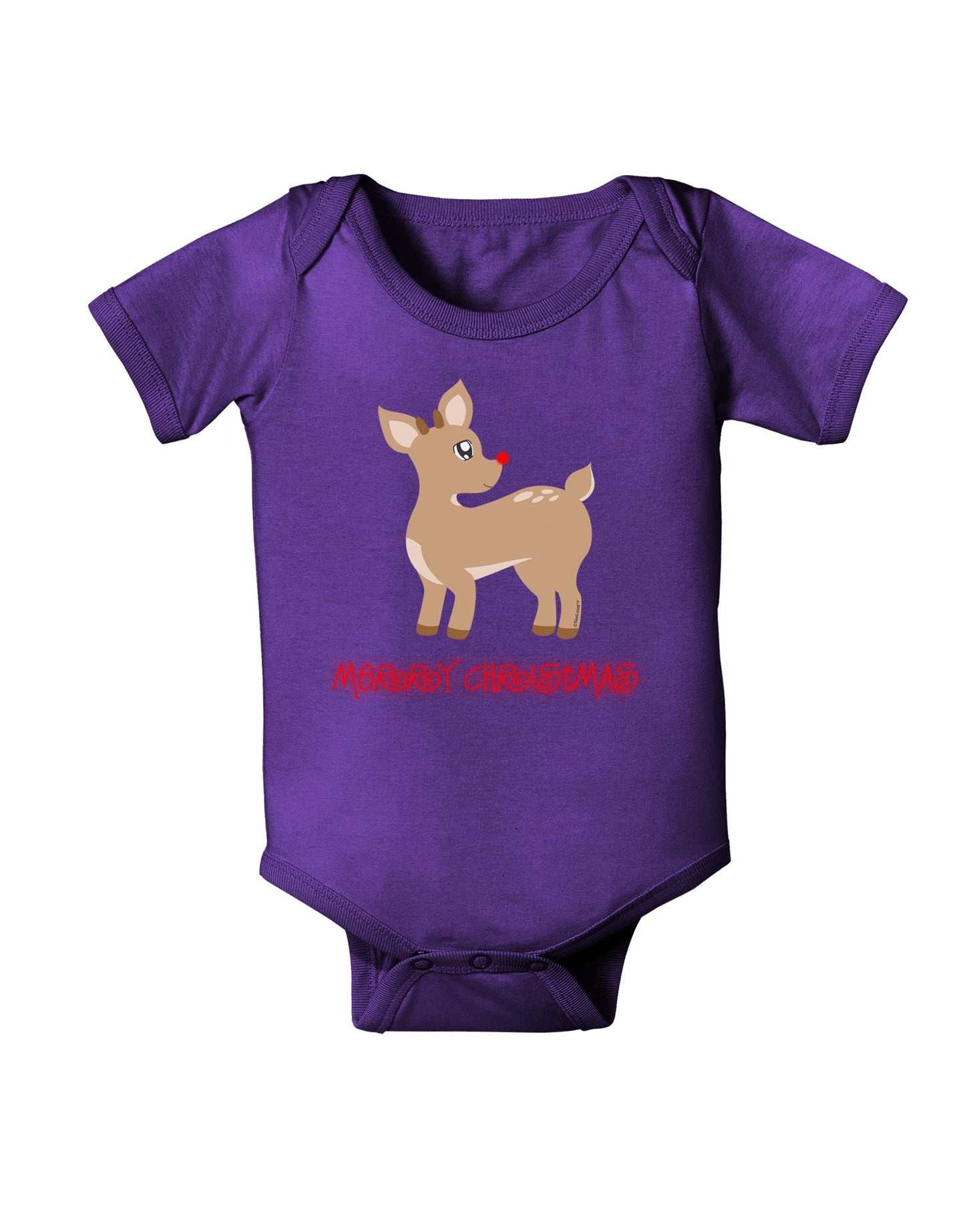 Cute Rudolph the Reindeer - Merry Christmas Baby Romper Bodysuit Dark by TooLoud-Baby Romper-TooLoud-Purple-06-Months-Davson Sales