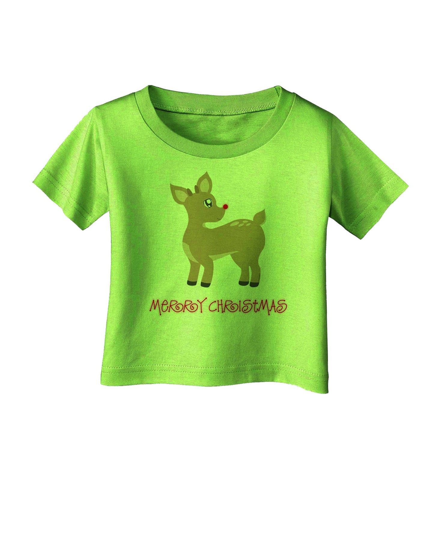 Cute Rudolph the Reindeer - Merry Christmas Infant T-Shirt by TooLoud-Infant T-Shirt-TooLoud-Lime-Green-06-Months-Davson Sales