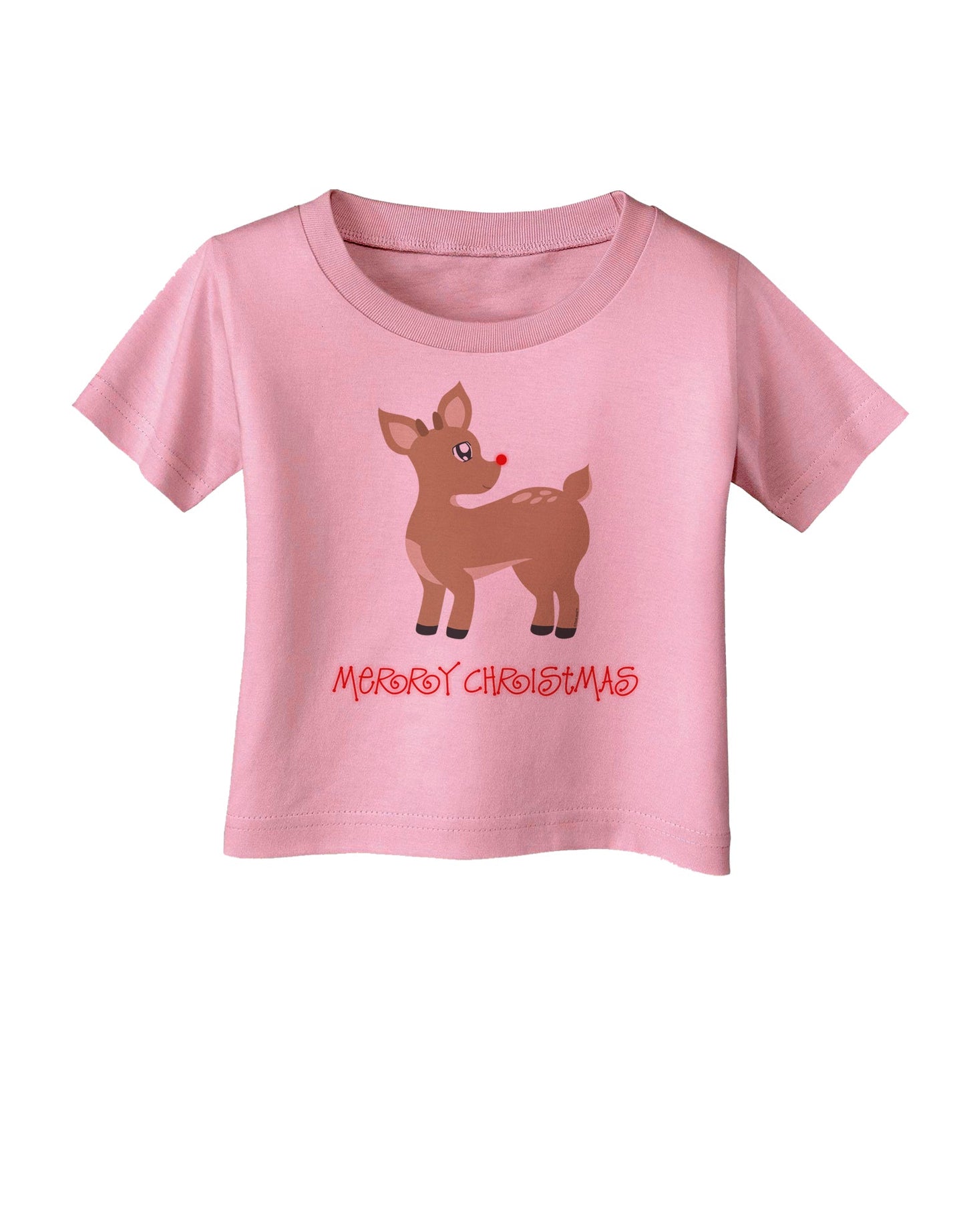 Cute Rudolph the Reindeer - Merry Christmas Infant T-Shirt by TooLoud-Infant T-Shirt-TooLoud-Candy-Pink-06-Months-Davson Sales