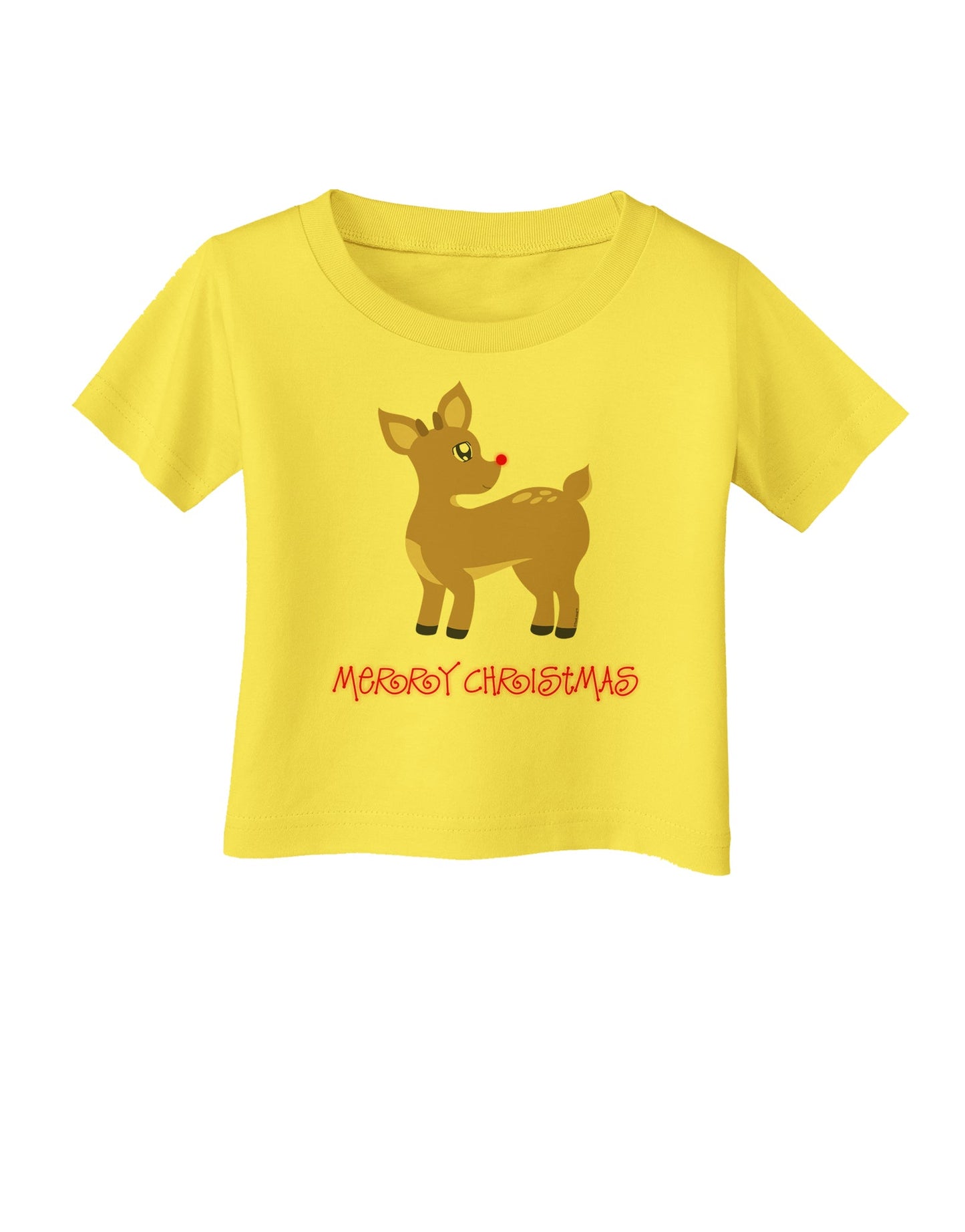 Cute Rudolph the Reindeer - Merry Christmas Infant T-Shirt by TooLoud-Infant T-Shirt-TooLoud-Yellow-06-Months-Davson Sales