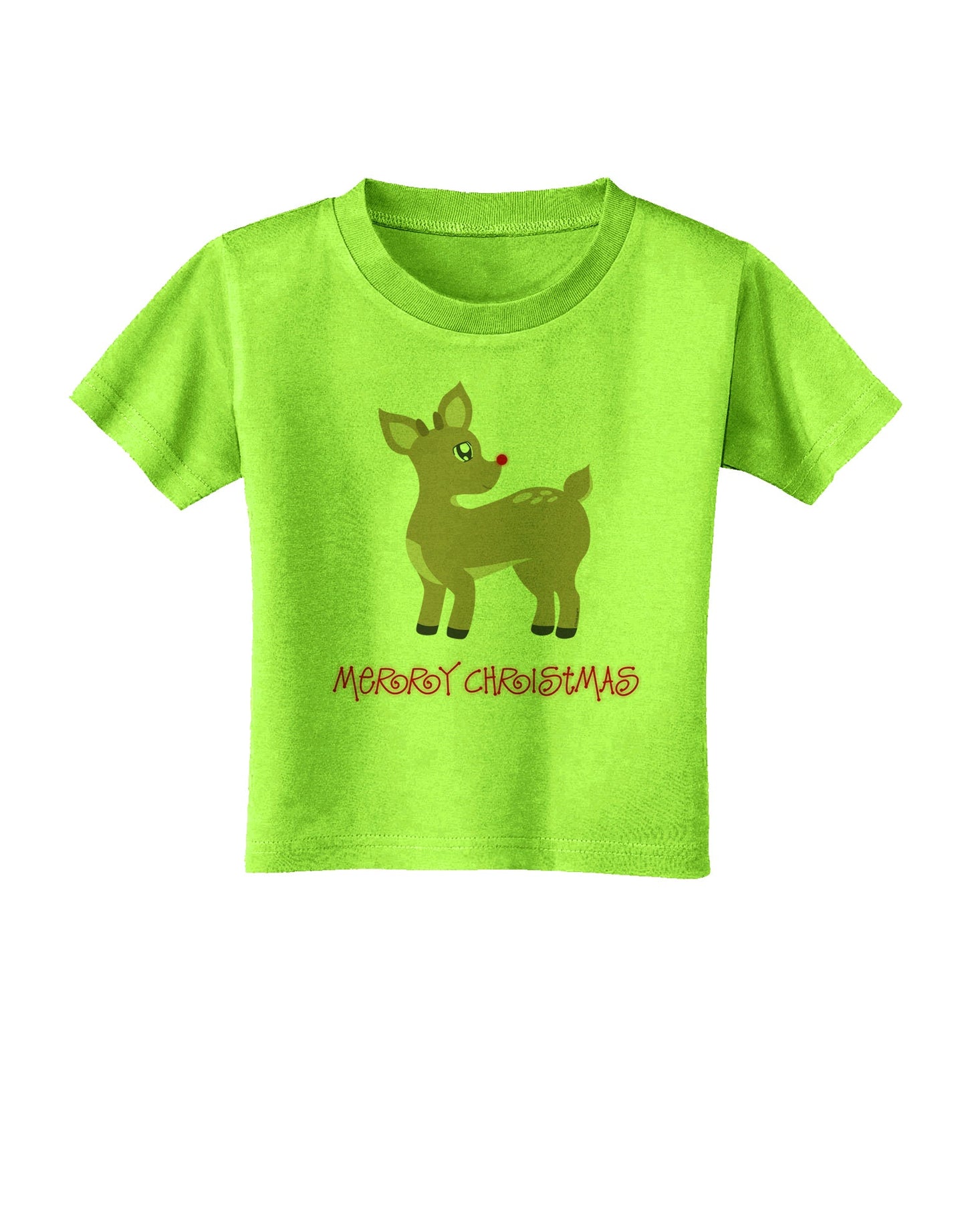 Cute Rudolph the Reindeer - Merry Christmas Toddler T-Shirt by TooLoud-Toddler T-Shirt-TooLoud-Lime-Green-2T-Davson Sales