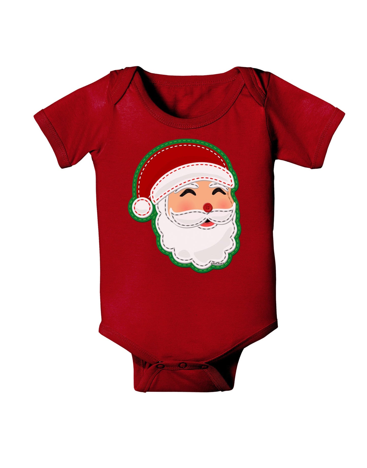 Cute Santa Claus Face Faux Applique Baby Romper Bodysuit Dark-Baby Romper-TooLoud-Red-06-Months-Davson Sales