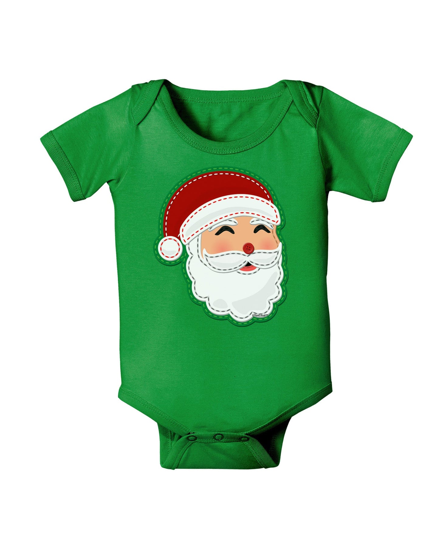 Cute Santa Claus Face Faux Applique Baby Romper Bodysuit Dark-Baby Romper-TooLoud-Clover-Green-06-Months-Davson Sales
