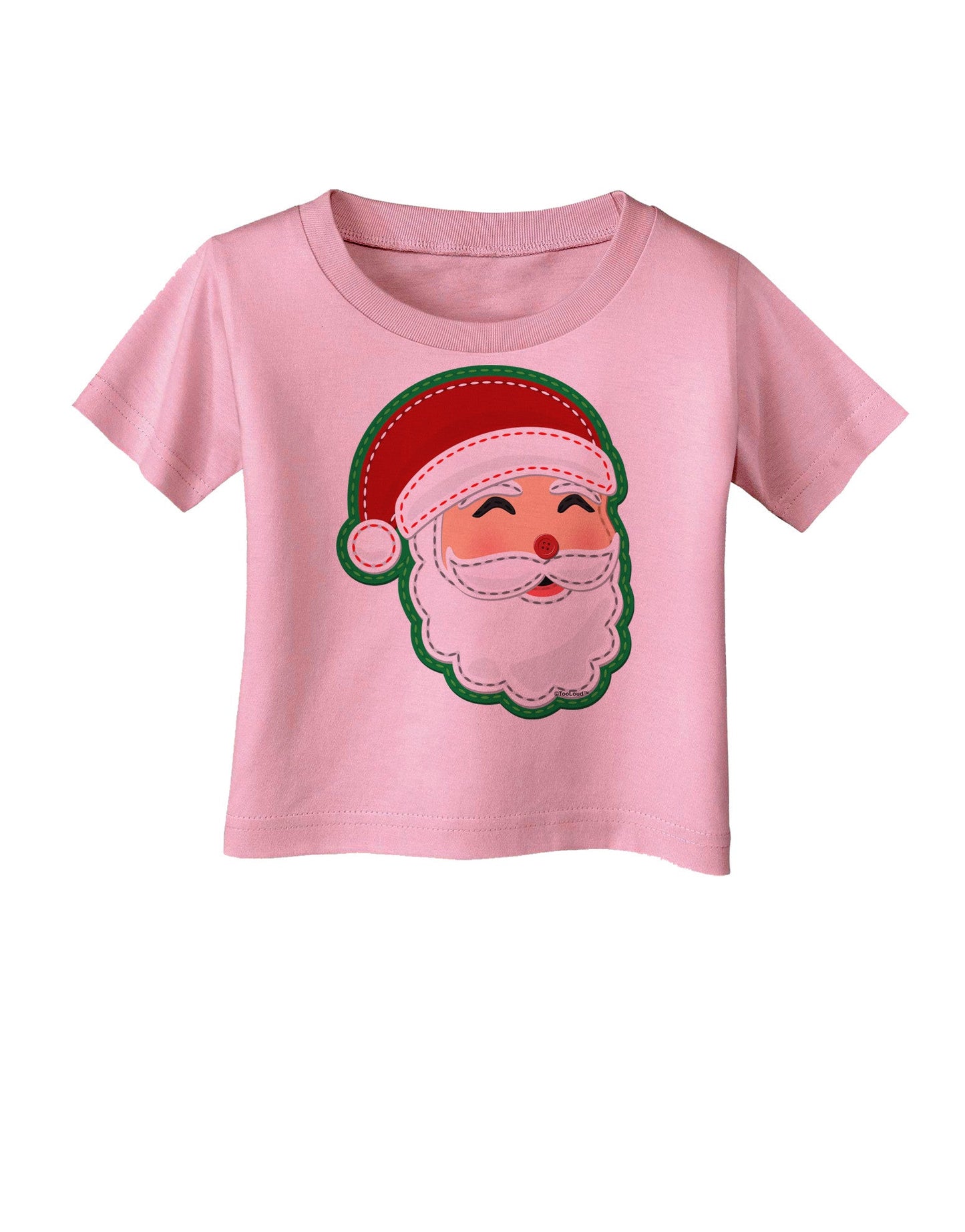Cute Santa Claus Face Faux Applique Infant T-Shirt-Infant T-Shirt-TooLoud-Candy-Pink-06-Months-Davson Sales