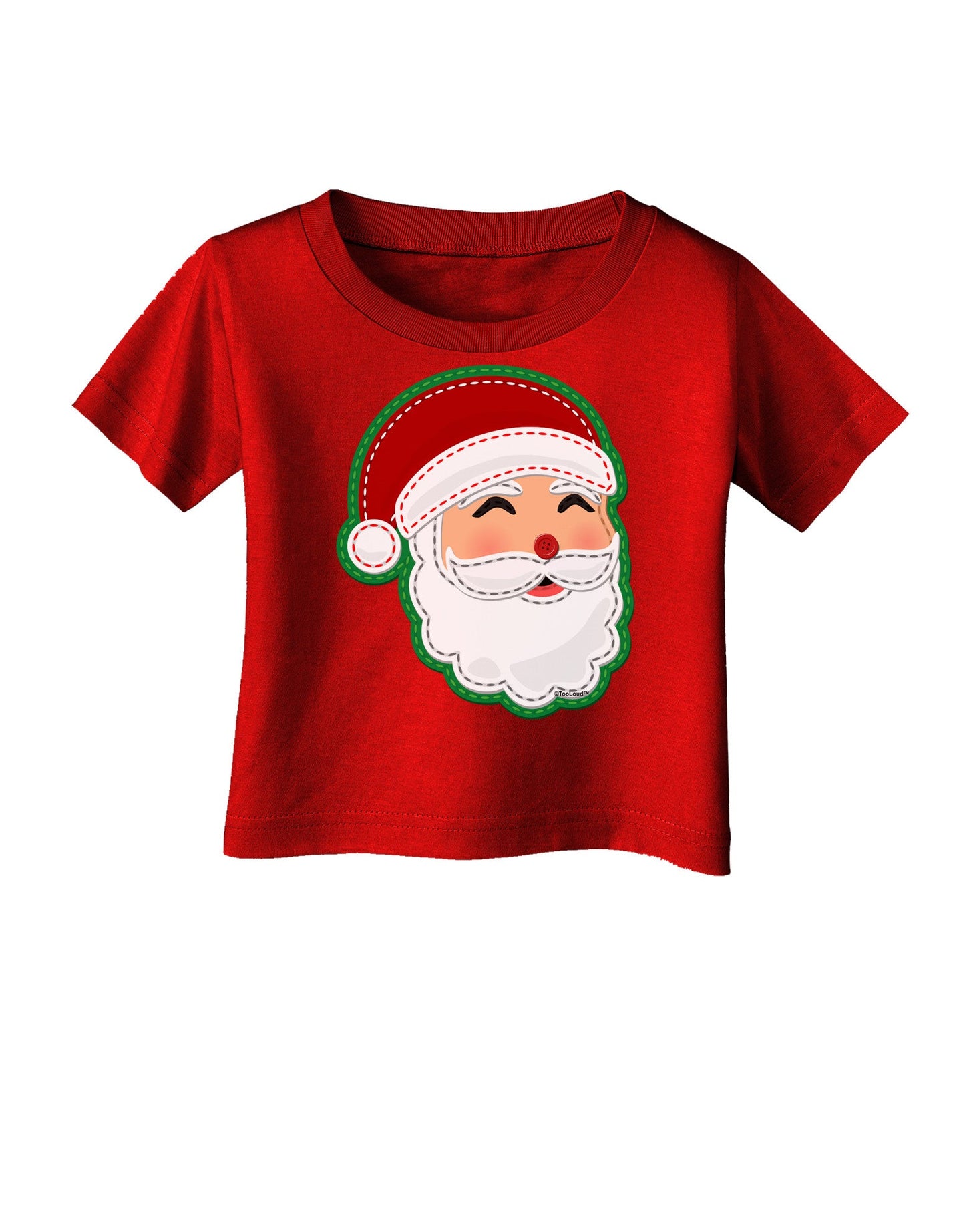 Cute Santa Claus Face Faux Applique Infant T-Shirt Dark-Infant T-Shirt-TooLoud-Red-06-Months-Davson Sales