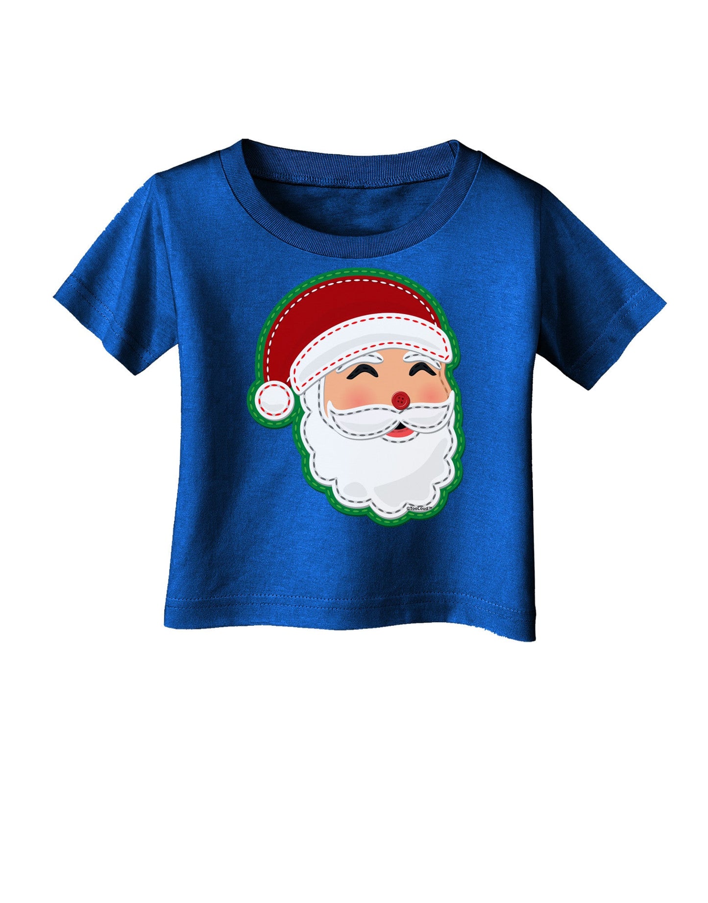 Cute Santa Claus Face Faux Applique Infant T-Shirt Dark-Infant T-Shirt-TooLoud-Royal-Blue-06-Months-Davson Sales