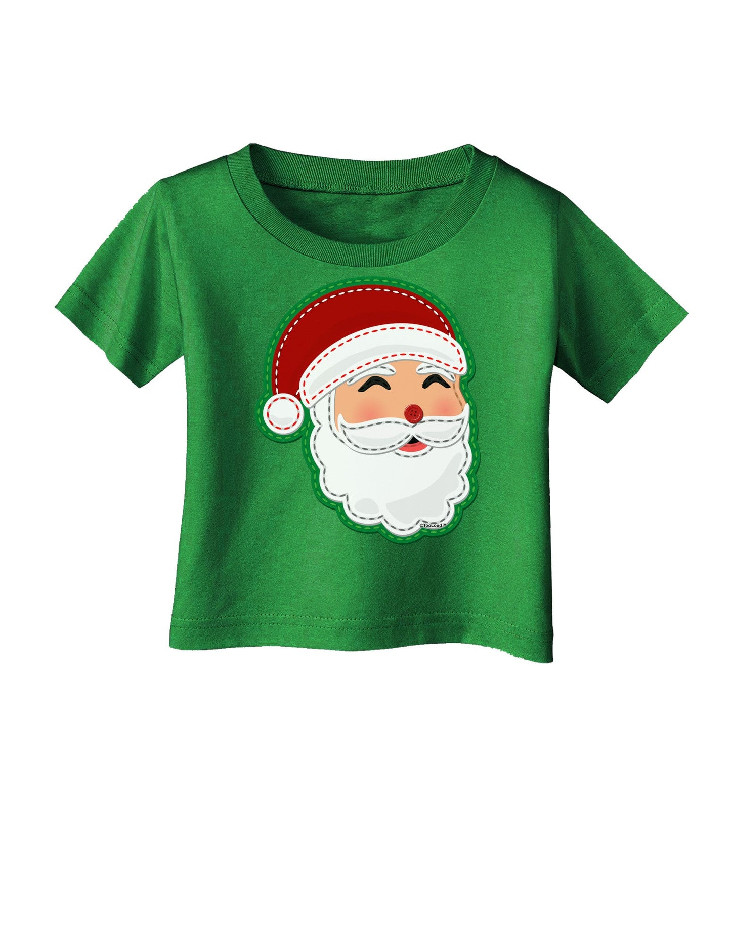Cute Santa Claus Face Faux Applique Infant T-Shirt Dark-Infant T-Shirt-TooLoud-Clover-Green-06-Months-Davson Sales