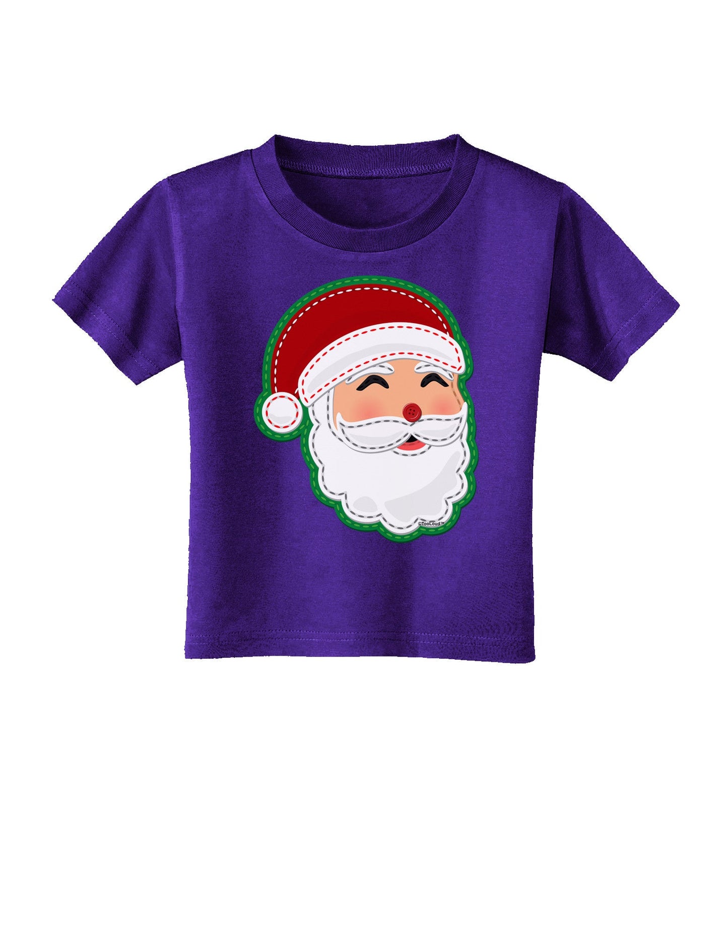 Cute Santa Claus Face Faux Applique Toddler T-Shirt Dark-Toddler T-Shirt-TooLoud-Purple-2T-Davson Sales