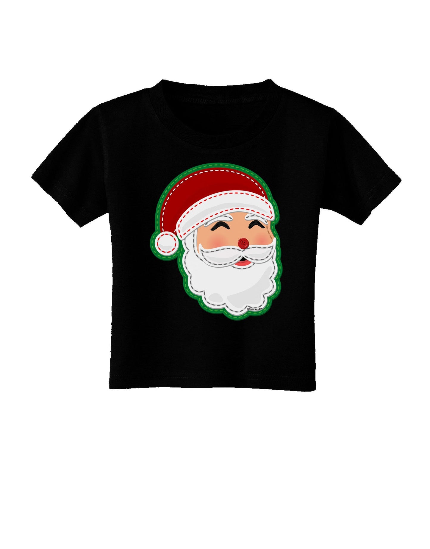Cute Santa Claus Face Faux Applique Toddler T-Shirt Dark-Toddler T-Shirt-TooLoud-Black-2T-Davson Sales