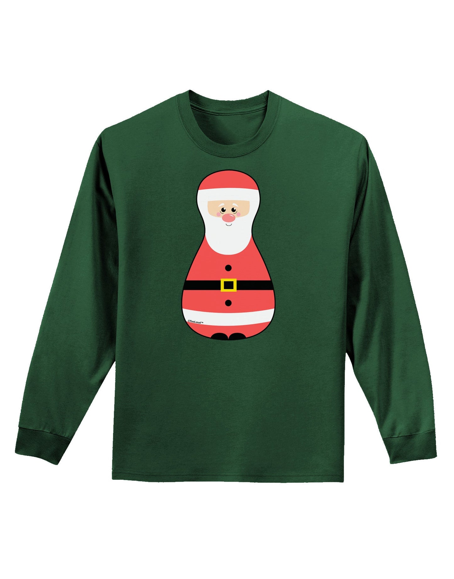 Cute Santa Matryoshka Nesting Doll - Christmas Adult Long Sleeve Dark T-Shirt-TooLoud-Dark-Green-Small-Davson Sales