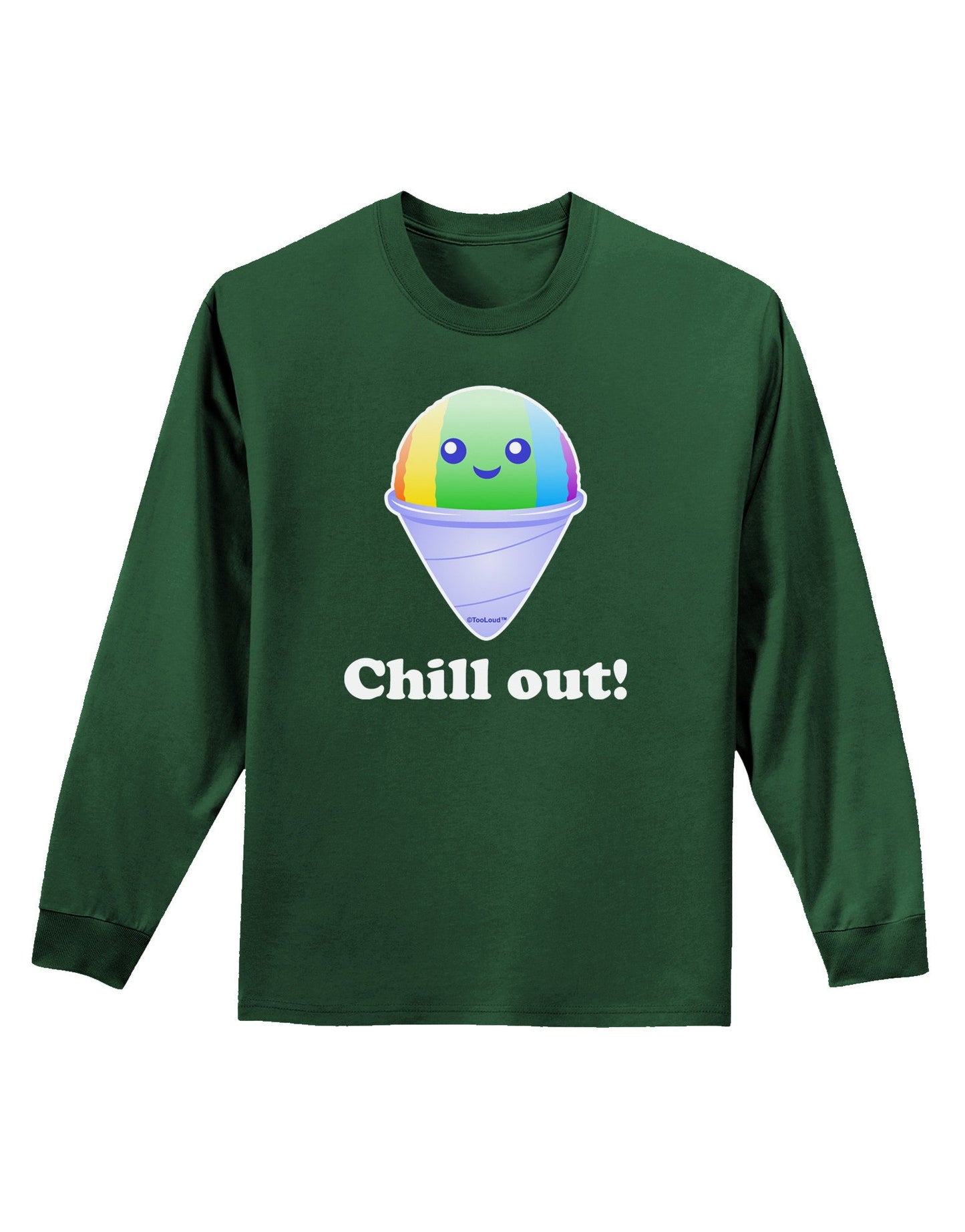 Cute Shaved Ice Chill Out Adult Long Sleeve Dark T-Shirt-TooLoud-Dark-Green-Small-Davson Sales