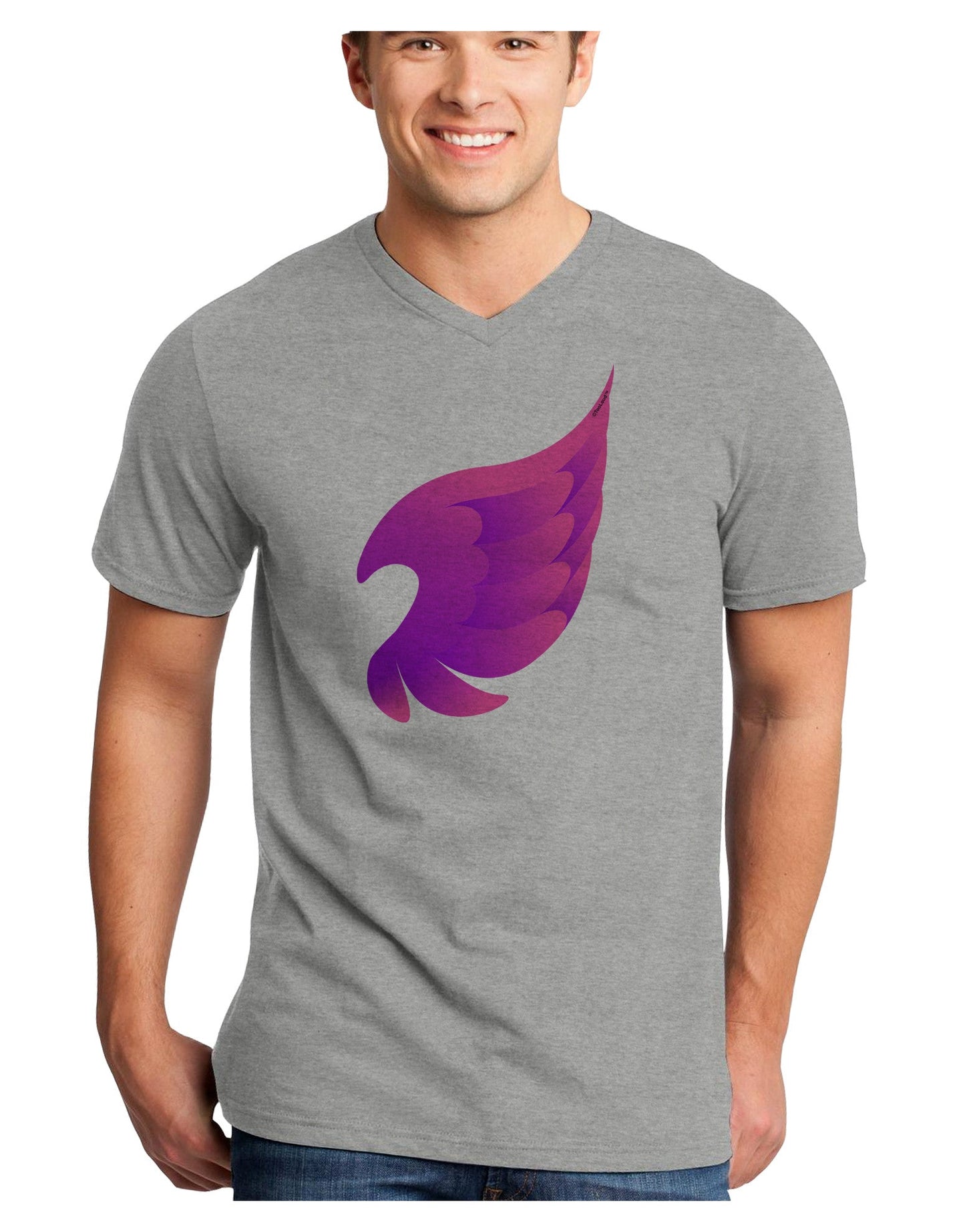 Cute Single Angel Wing Adult V-Neck T-shirt-Mens V-Neck T-Shirt-TooLoud-HeatherGray-Small-Davson Sales