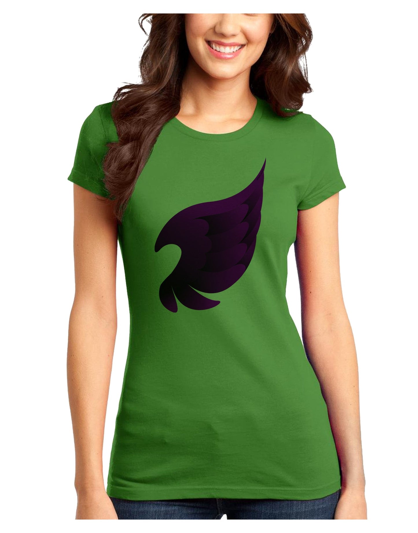 Cute Single Dark Angel Wing Black and Purple Juniors T-Shirt-Womens Juniors T-Shirt-TooLoud-Kiwi-Green-Juniors Fitted X-Small-Davson Sales