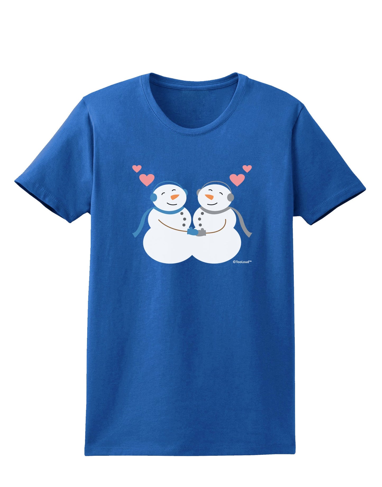 Cute Snowman Couple Womens Dark T-Shirt by TooLoud-Womens T-Shirt-TooLoud-Royal-Blue-X-Small-Davson Sales