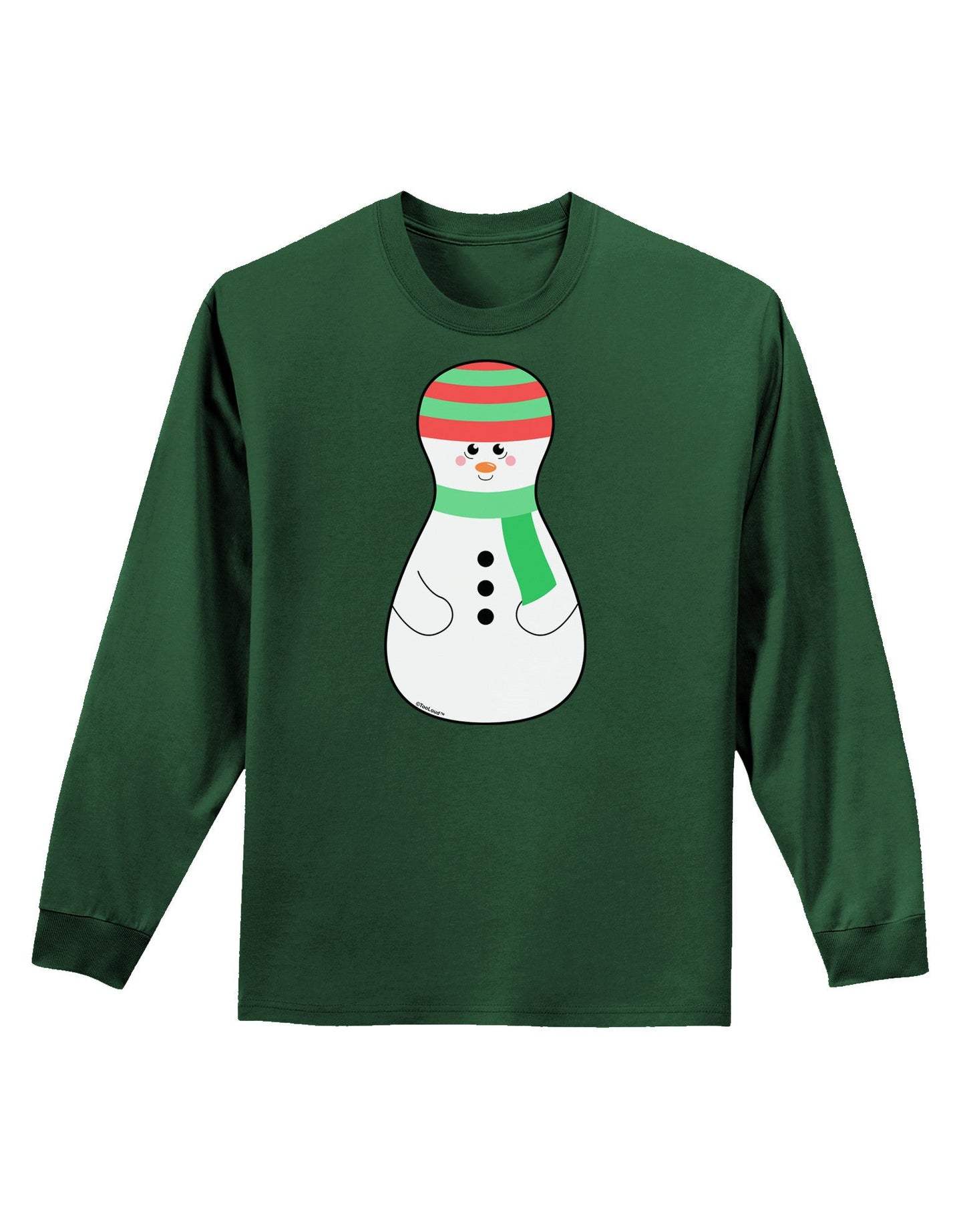 Cute Snowman Matryoshka Nesting Doll - Christmas Adult Long Sleeve Dark T-Shirt-TooLoud-Dark-Green-Small-Davson Sales