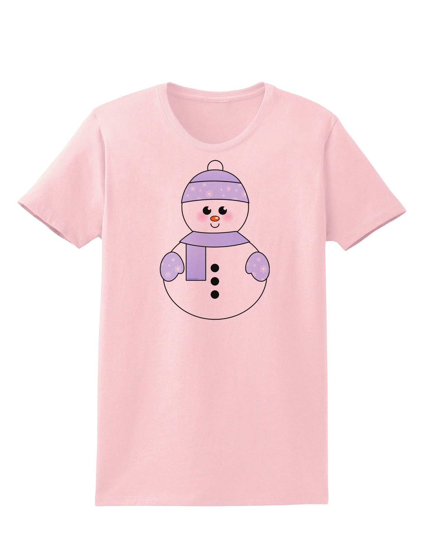 Cute Snowman With Hat and Scarf Christmas Womens T-Shirt-Womens T-Shirt-TooLoud-PalePink-X-Small-Davson Sales