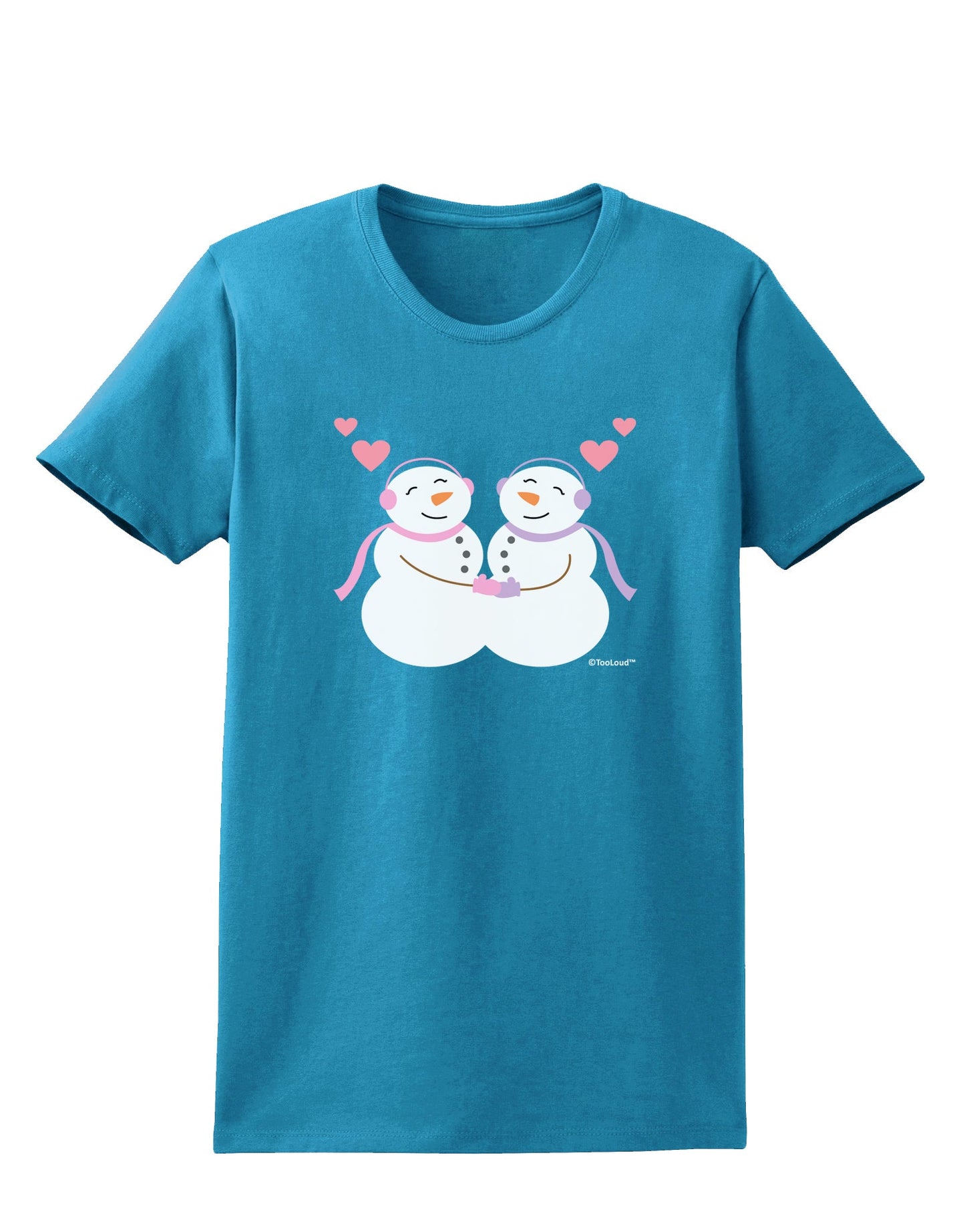 Cute Snowwoman Couple Womens Dark T-Shirt by TooLoud-Womens T-Shirt-TooLoud-Turquoise-X-Small-Davson Sales