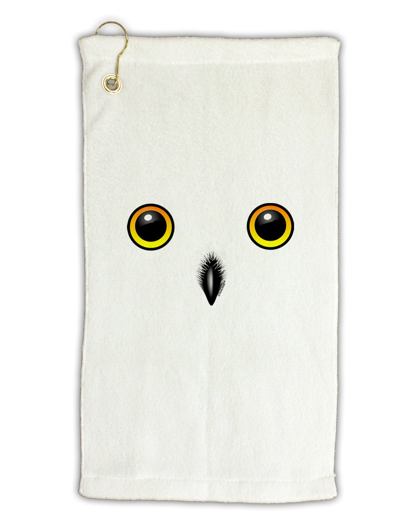 Cute Snowy Owl Face Micro Terry Gromet Golf Towel 11"x19-Golf Towel-TooLoud-White-Davson Sales