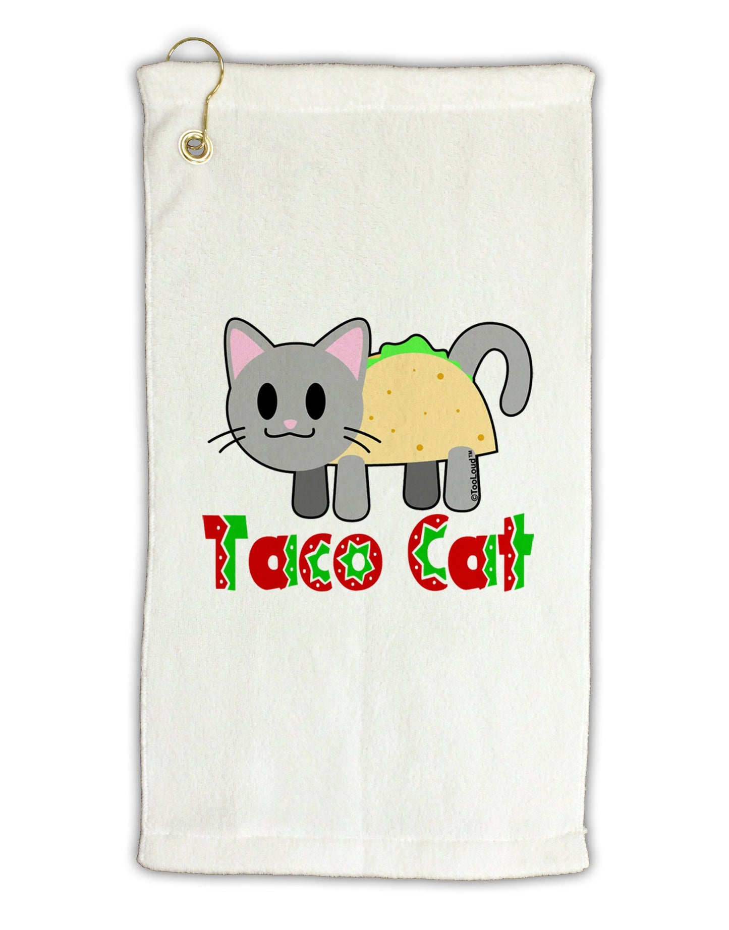 Cute Taco Cat Design Text Micro Terry Gromet Golf Towel 16 x 25 inch by TooLoud-Golf Towel-TooLoud-White-Davson Sales