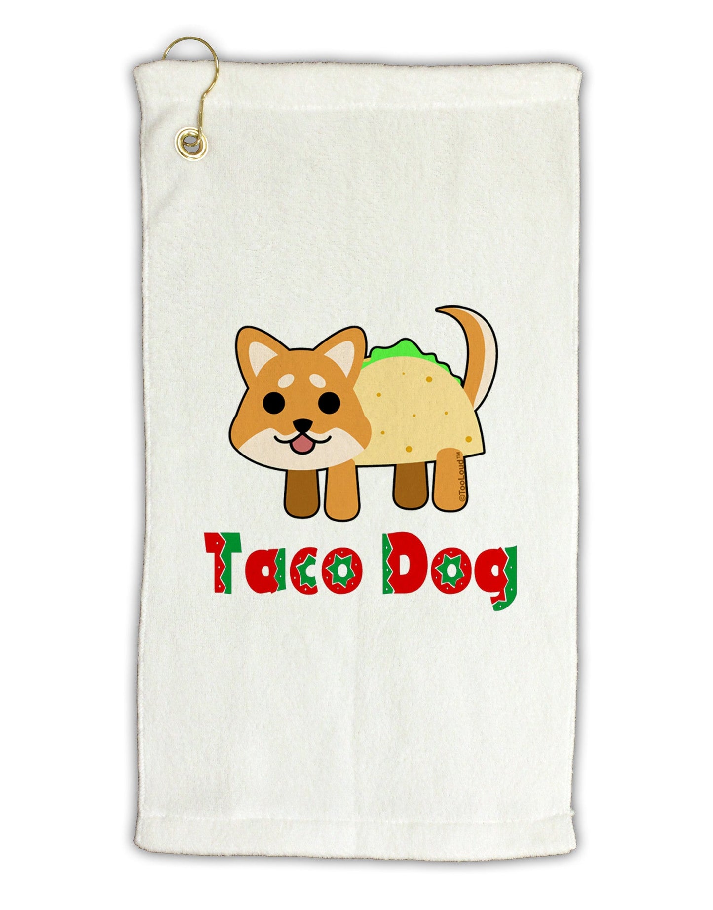 Cute Taco Dog Text Micro Terry Gromet Golf Towel 11"x19-Golf Towel-TooLoud-White-Davson Sales