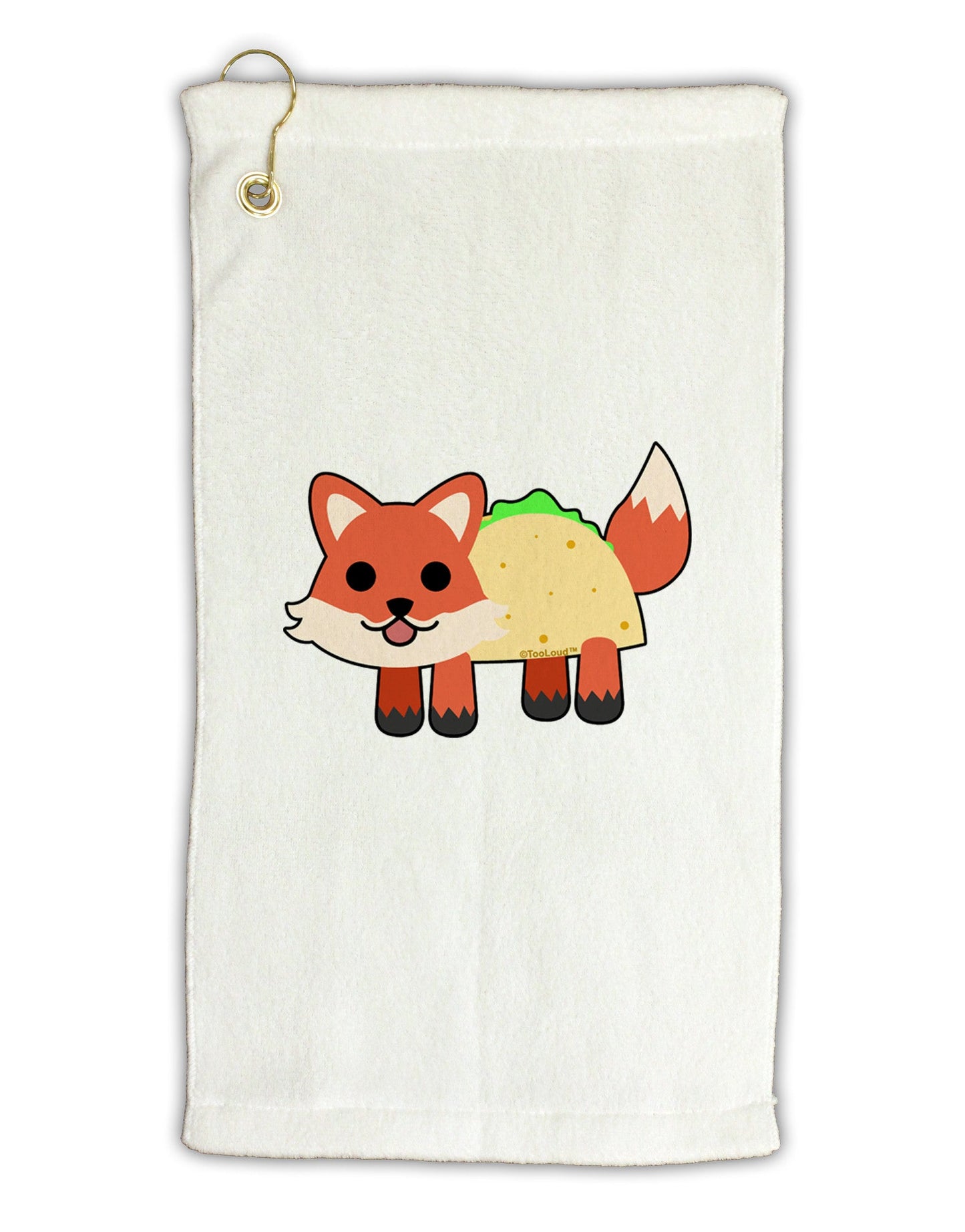 Cute Taco Fox Micro Terry Gromet Golf Towel 11"x19-Golf Towel-TooLoud-White-Davson Sales