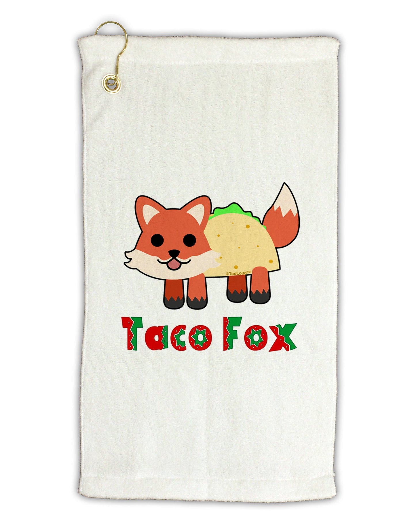 Cute Taco Fox Text Micro Terry Gromet Golf Towel 11"x19-Golf Towel-TooLoud-White-Davson Sales