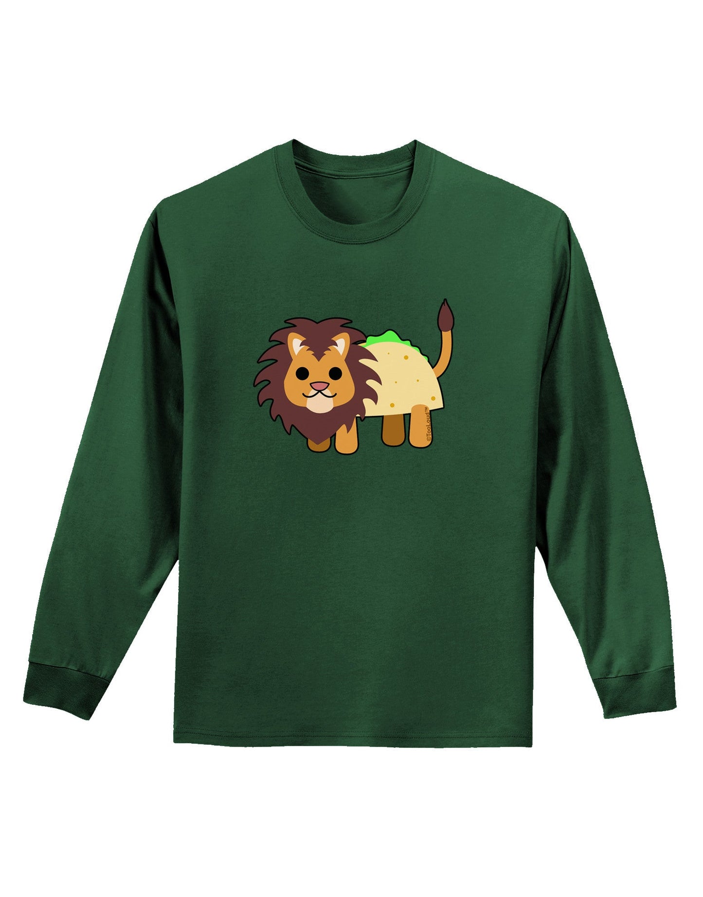 Cute Taco Lion Adult Long Sleeve Dark T-Shirt-TooLoud-Dark-Green-Small-Davson Sales