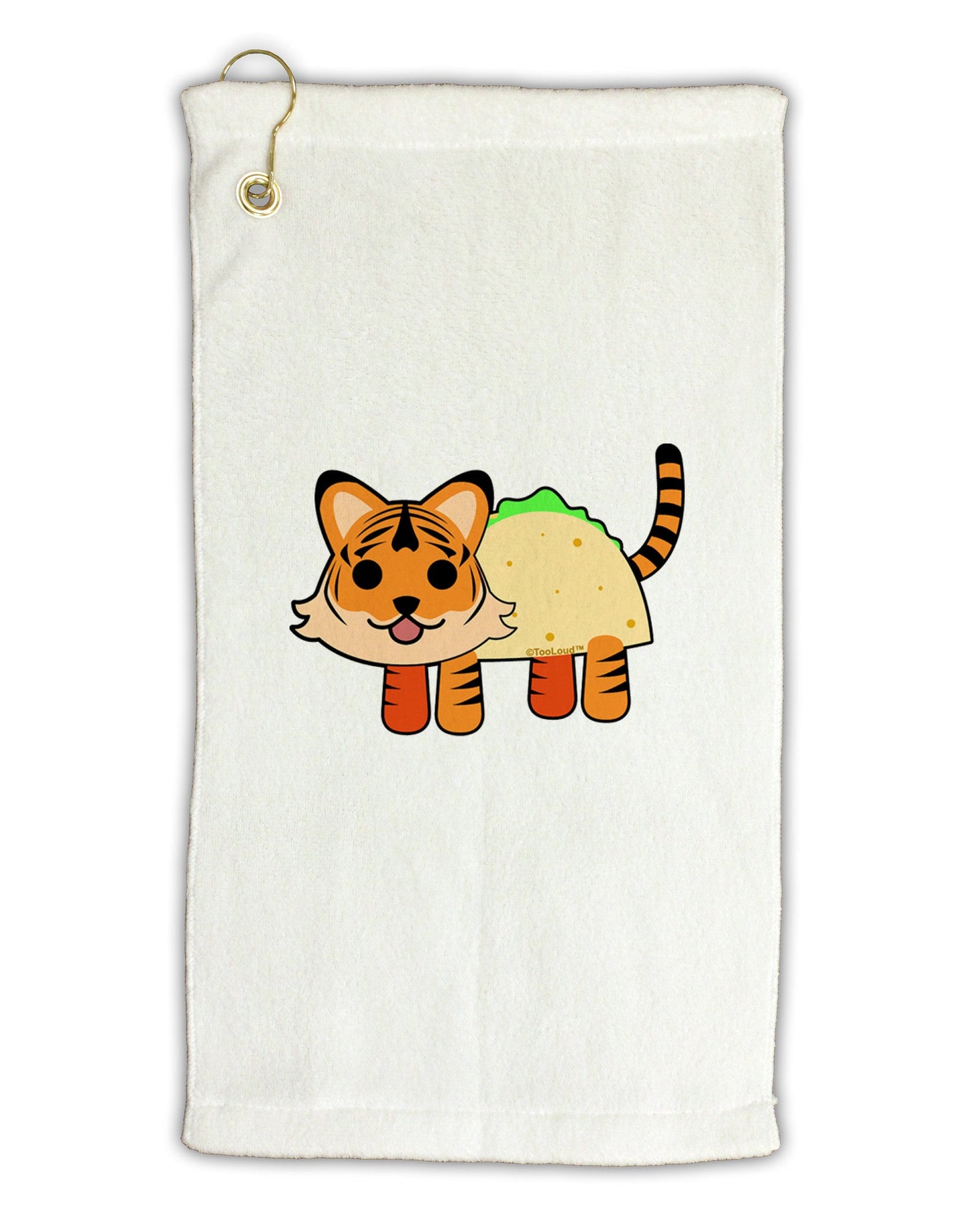 Cute Taco Tiger Micro Terry Gromet Golf Towel 11"x19-Golf Towel-TooLoud-White-Davson Sales