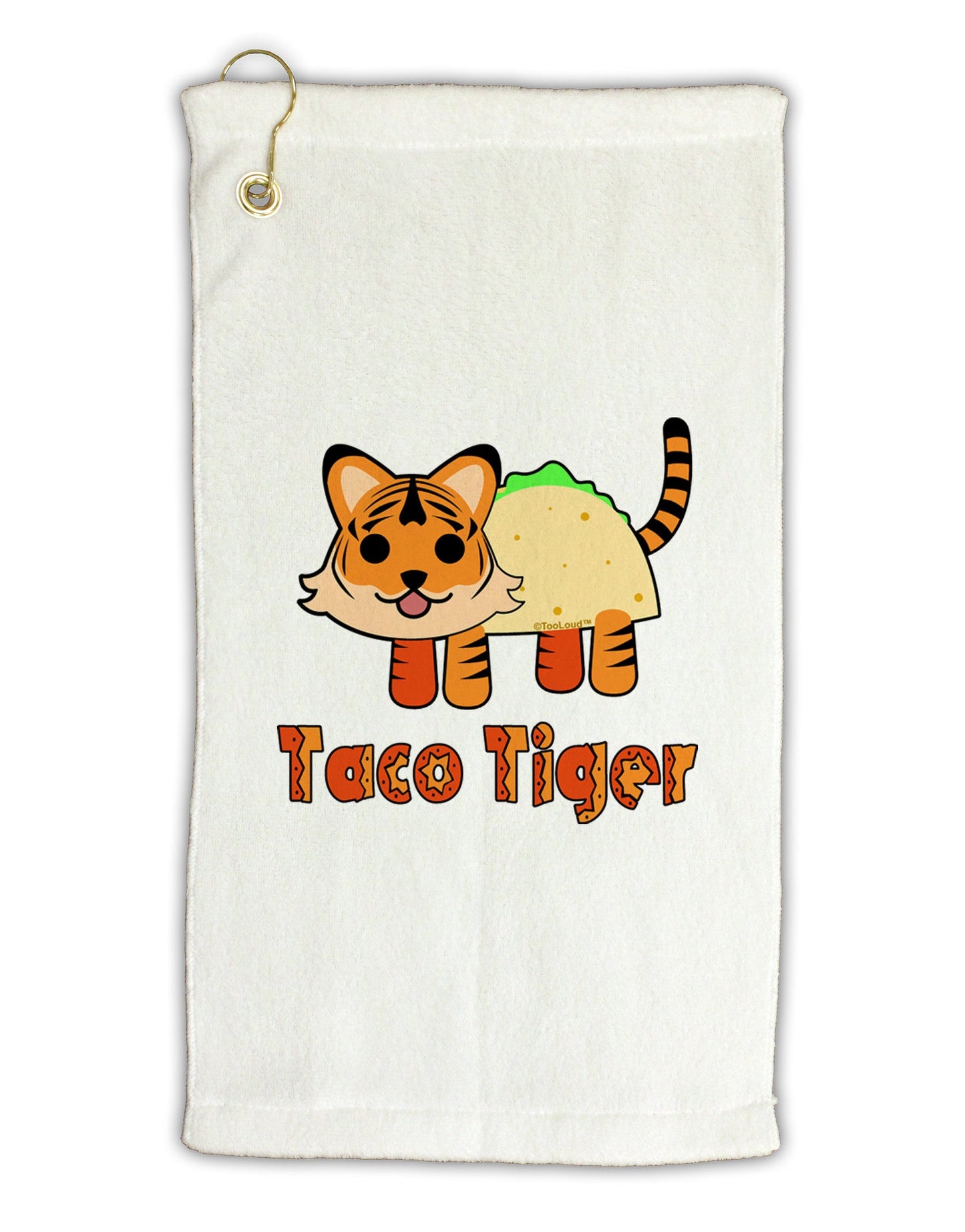 Cute Taco Tiger Text Micro Terry Gromet Golf Towel 11"x19-Golf Towel-TooLoud-White-Davson Sales