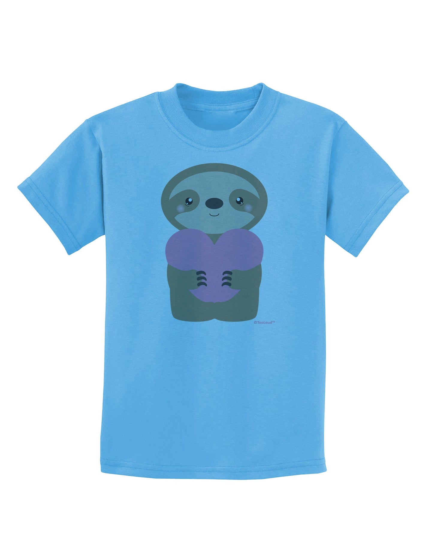 Cute Valentine Sloth Holding Heart Childrens T-Shirt by TooLoud-Childrens T-Shirt-TooLoud-Aquatic-Blue-X-Small-Davson Sales