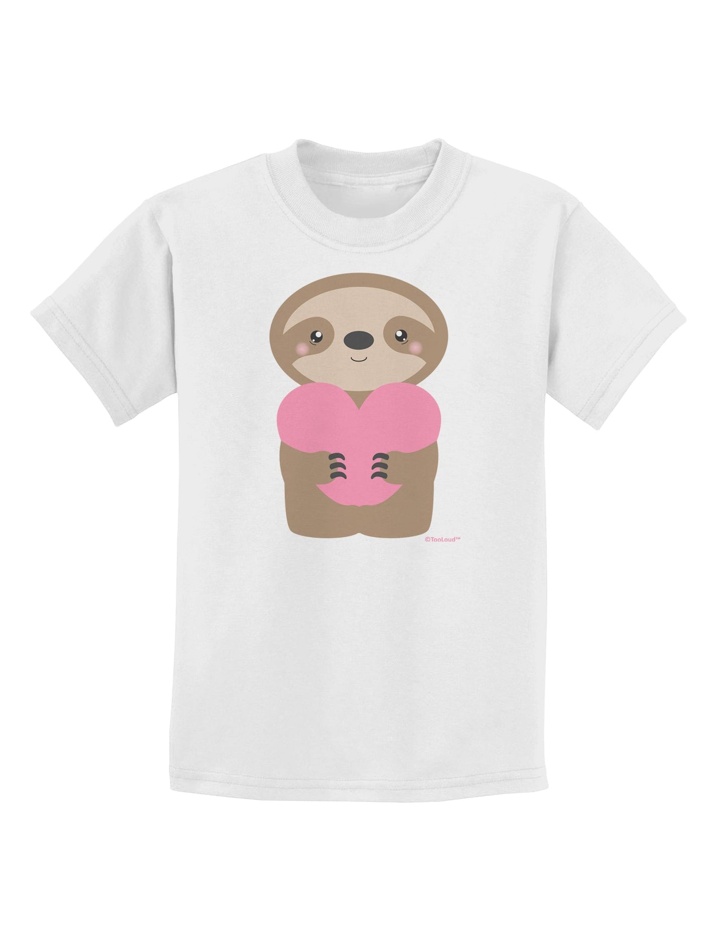 Cute Valentine Sloth Holding Heart Childrens T-Shirt by TooLoud-Childrens T-Shirt-TooLoud-White-X-Small-Davson Sales