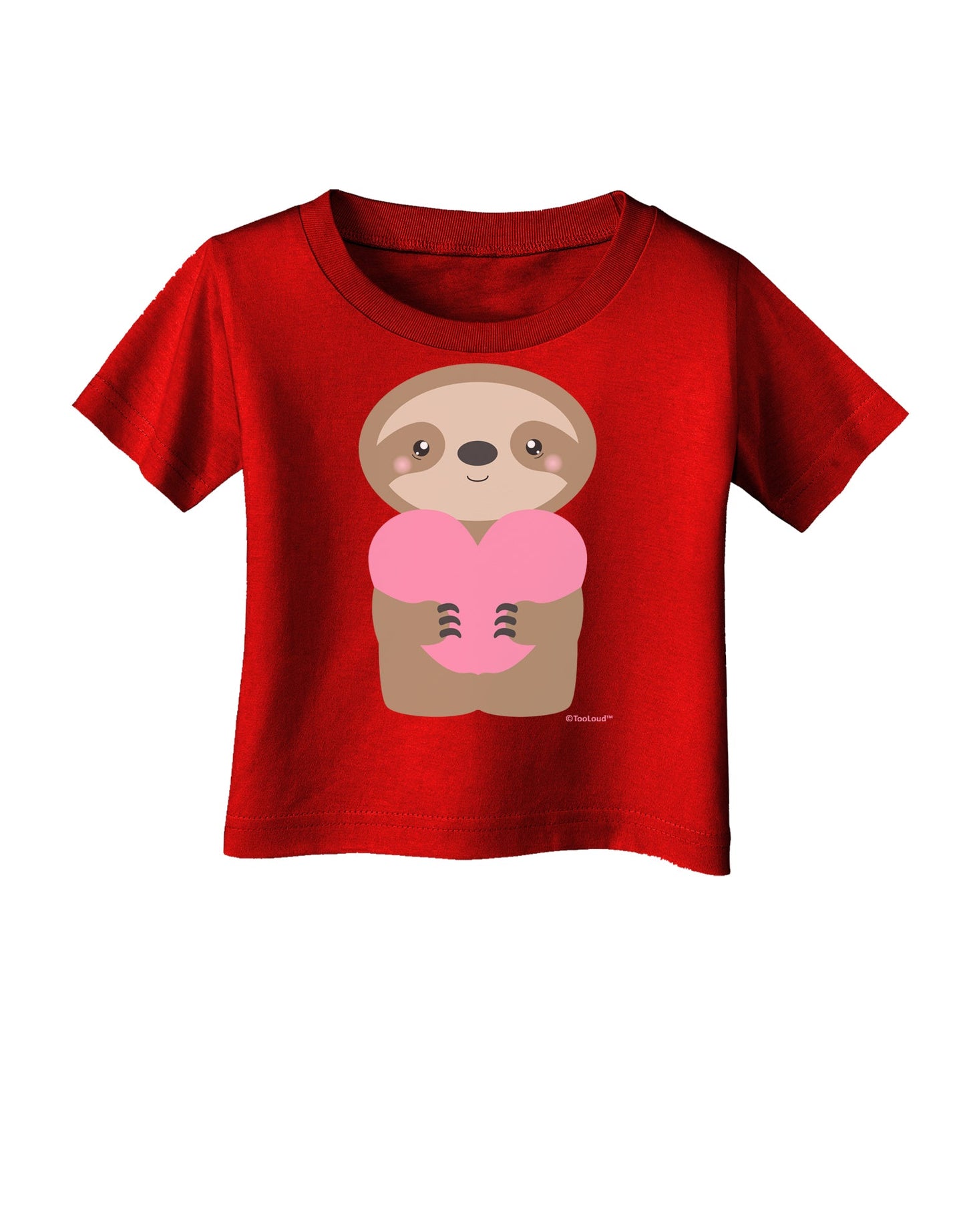 Cute Valentine Sloth Holding Heart Infant T-Shirt Dark by TooLoud-Infant T-Shirt-TooLoud-Red-06-Months-Davson Sales