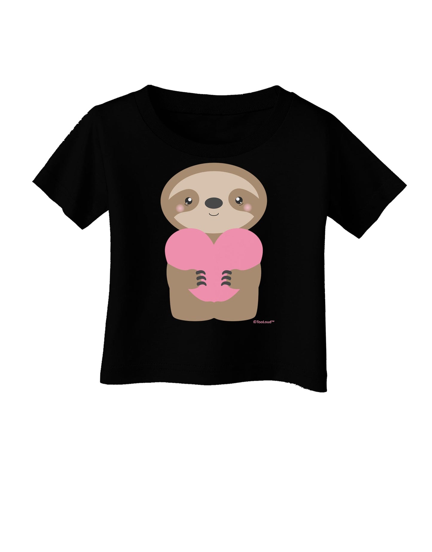 Cute Valentine Sloth Holding Heart Infant T-Shirt Dark by TooLoud-Infant T-Shirt-TooLoud-Black-06-Months-Davson Sales
