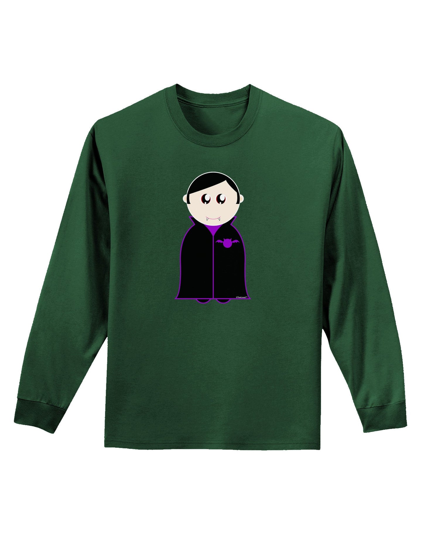Cute Vampire Boy Halloween Adult Long Sleeve Dark T-Shirt-TooLoud-Dark-Green-Small-Davson Sales