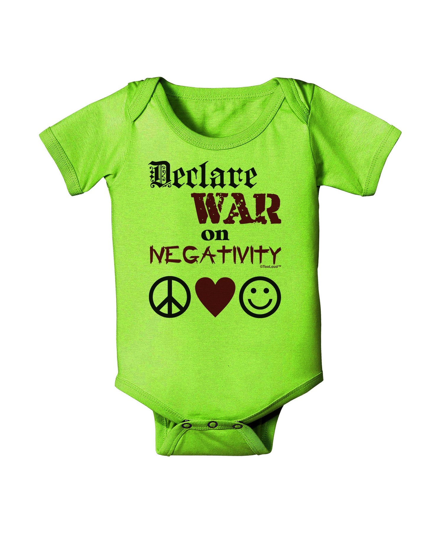 Declare War on Negativity Baby Romper Bodysuit by-Baby Romper-TooLoud-Lime-06-Months-Davson Sales