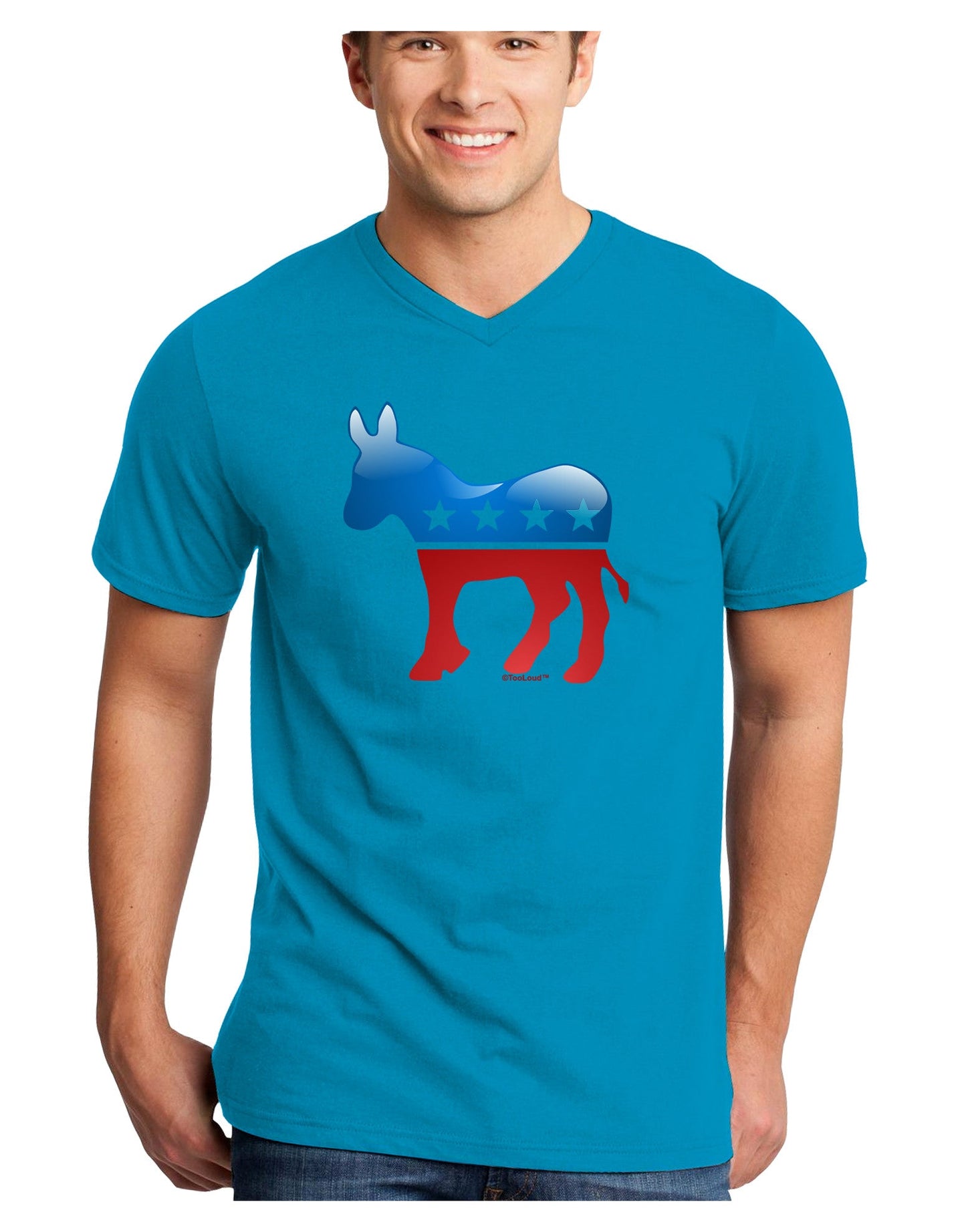 Democrat Bubble Symbol Adult Dark V-Neck T-Shirt-TooLoud-Turquoise-Small-Davson Sales
