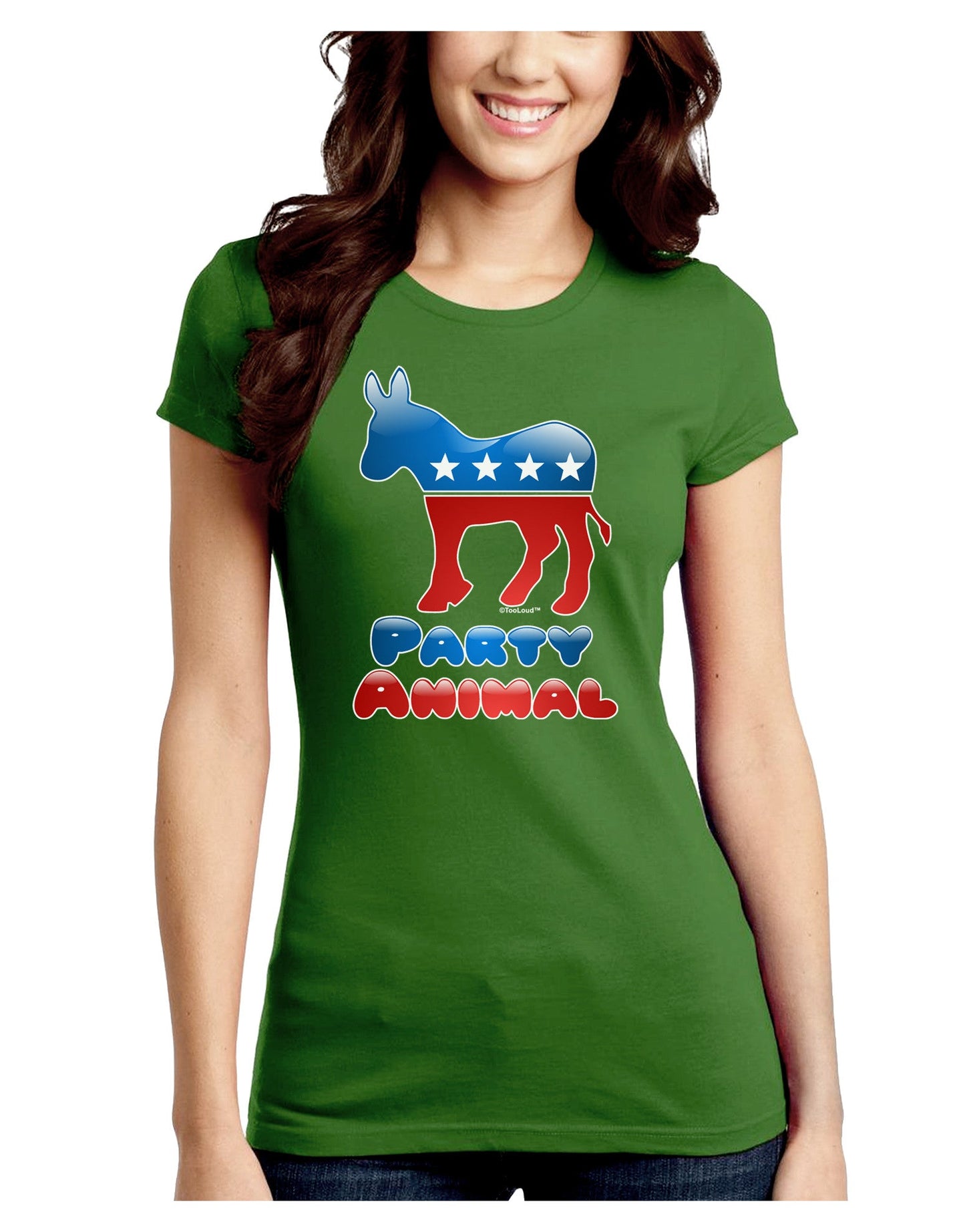 Democrat Party Animal Juniors Petite Crew Dark T-Shirt-T-Shirts Juniors Tops-TooLoud-Kiwi-Green-Juniors Fitted Small-Davson Sales