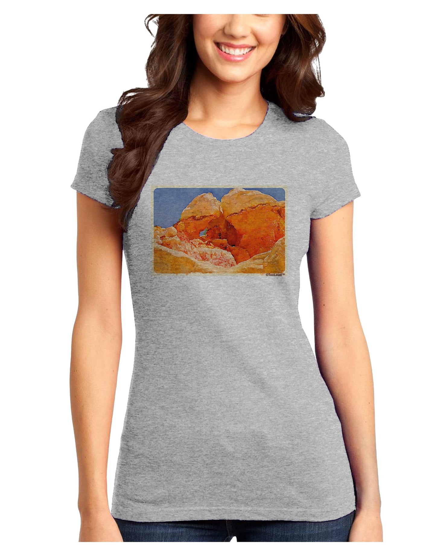 Desert Landscape Watercolor Juniors T-Shirt-Womens Juniors T-Shirt-TooLoud-Ash-Gray-Juniors Fitted X-Small-Davson Sales