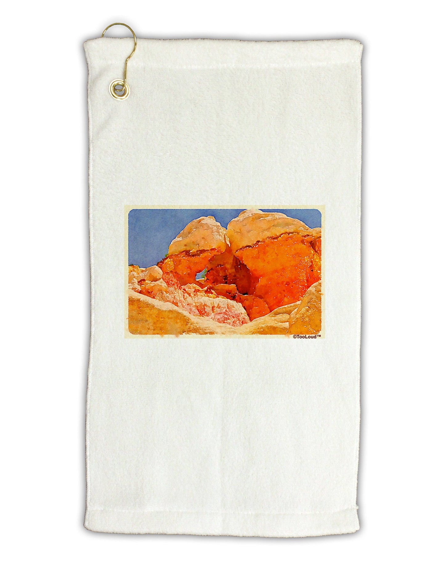 Desert Landscape Watercolor Micro Terry Gromet Golf Towel 11"x19-Golf Towel-TooLoud-White-Davson Sales